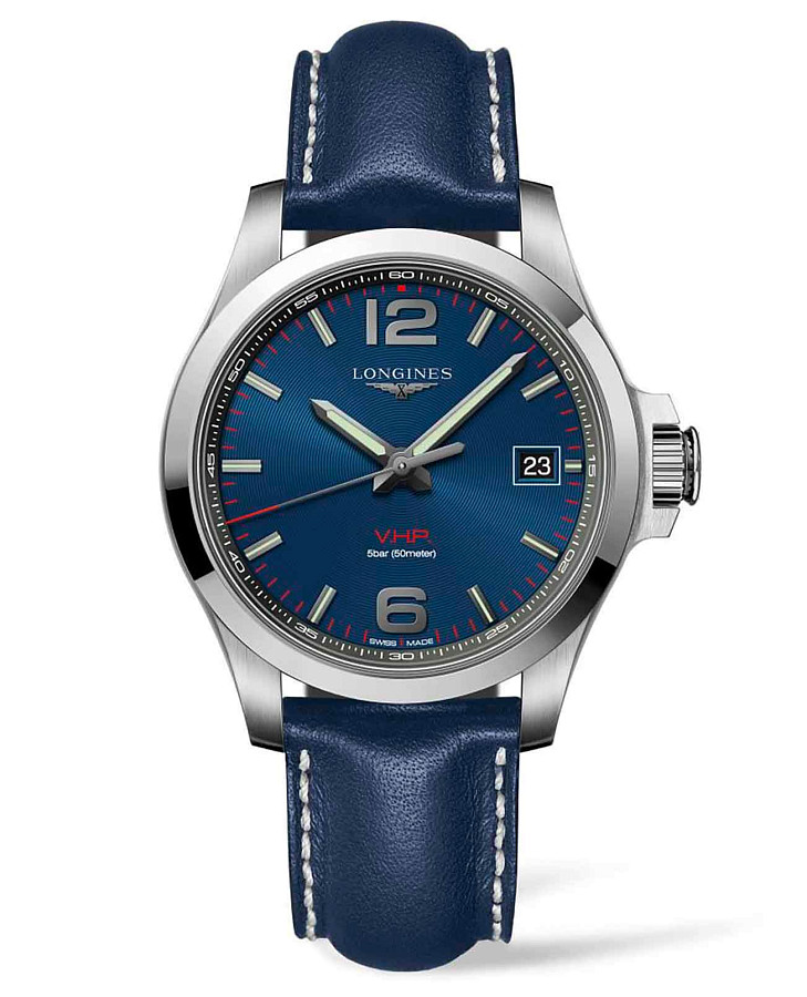 Часы Longines Conquest V.H.P. L3.716.4.96.0 — мужские, синий