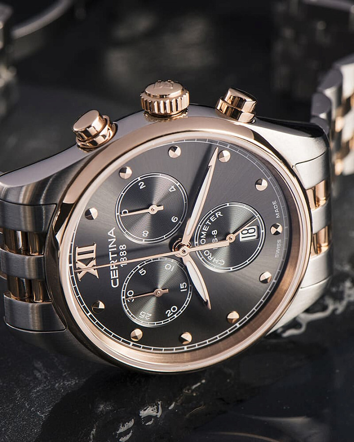 Часы Certina DS-8 Lady Chronograph C033.234.22.088.00 — женские, двухцветный