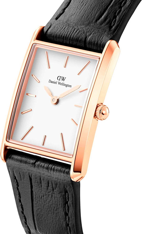 Часы Daniel Wellington Bound Black Crocodile Rose Gold DW00100693 — кожаный, женские