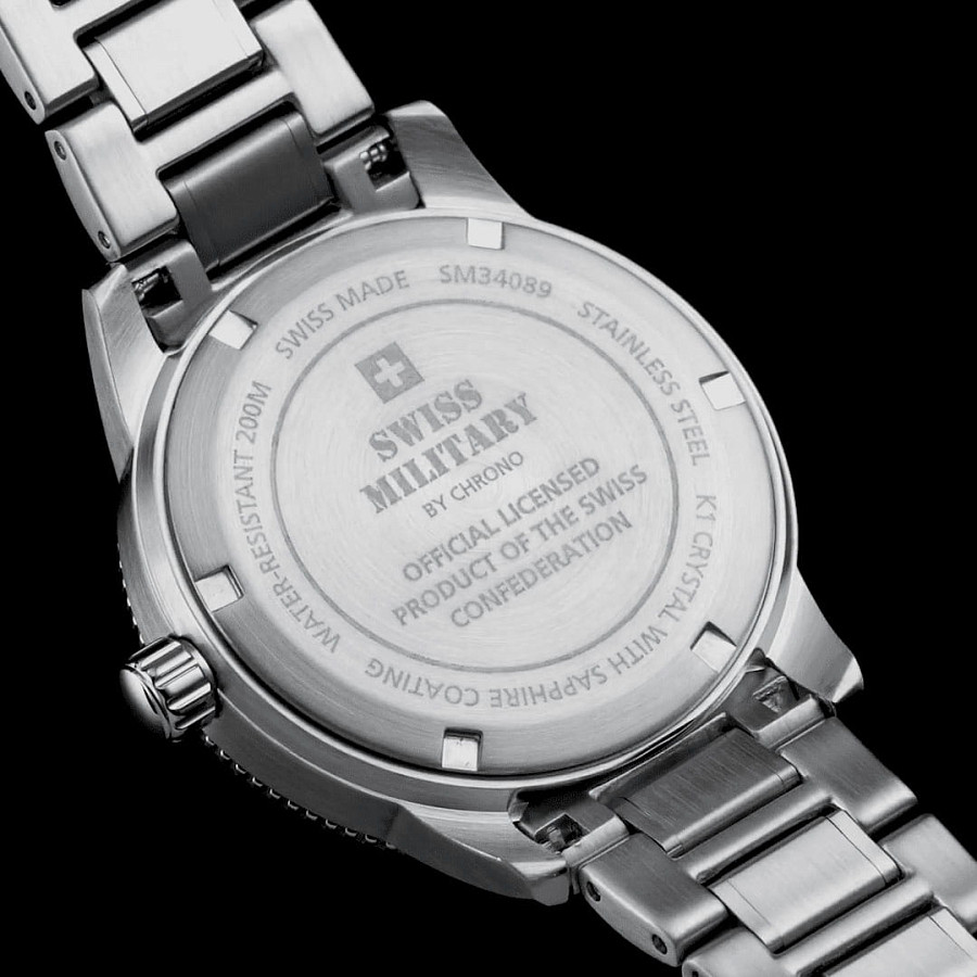 Часы Swiss Military by Chrono Сверхточные SM34089.02 — кварцевые, металл сталь