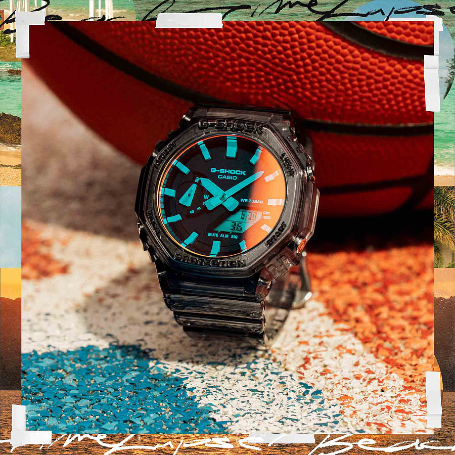 Часы Casio G-Shock GA-2100TLS-8ADR (GA-2100TLS-8A) — пластик, мужские