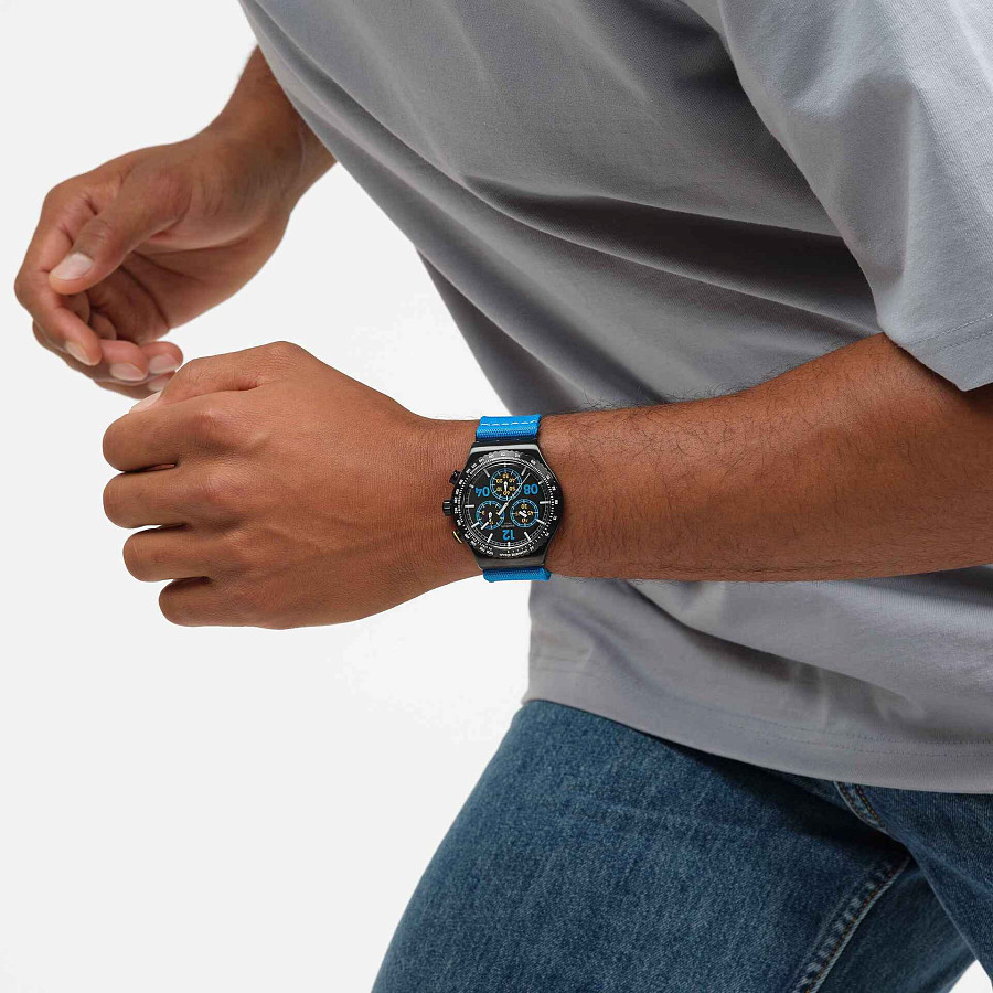 Часы Swatch Moments In Blue YVB100 — кварцевые, сталь металл