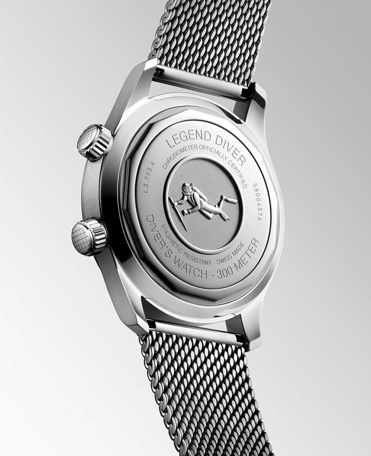 Часы Longines legend diver L3.795.4.59.9 — механические, металл сталь