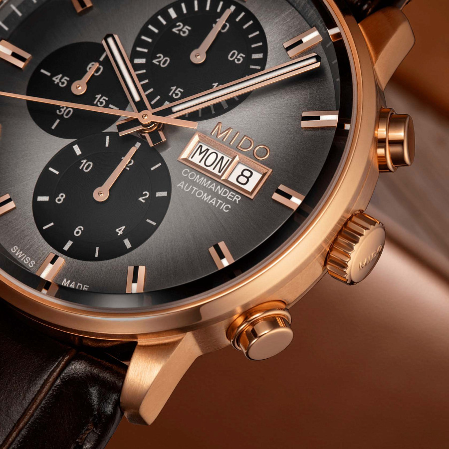 Часы Mido Commander Chronograph M016.414.36.081.00 — мужские, кожаный