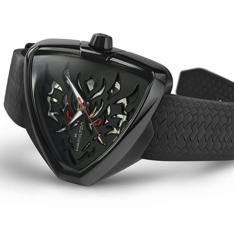 Часы Hamilton Ventura Elvis80 Skeleton Auto H24535332 — черный, сталь