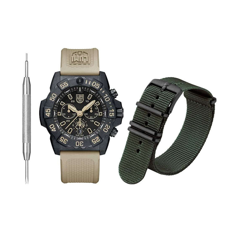Часы Luminox Navy SEAL Foundation Chronograph XS.3590.NSF.SET — черный, карбон пластик
