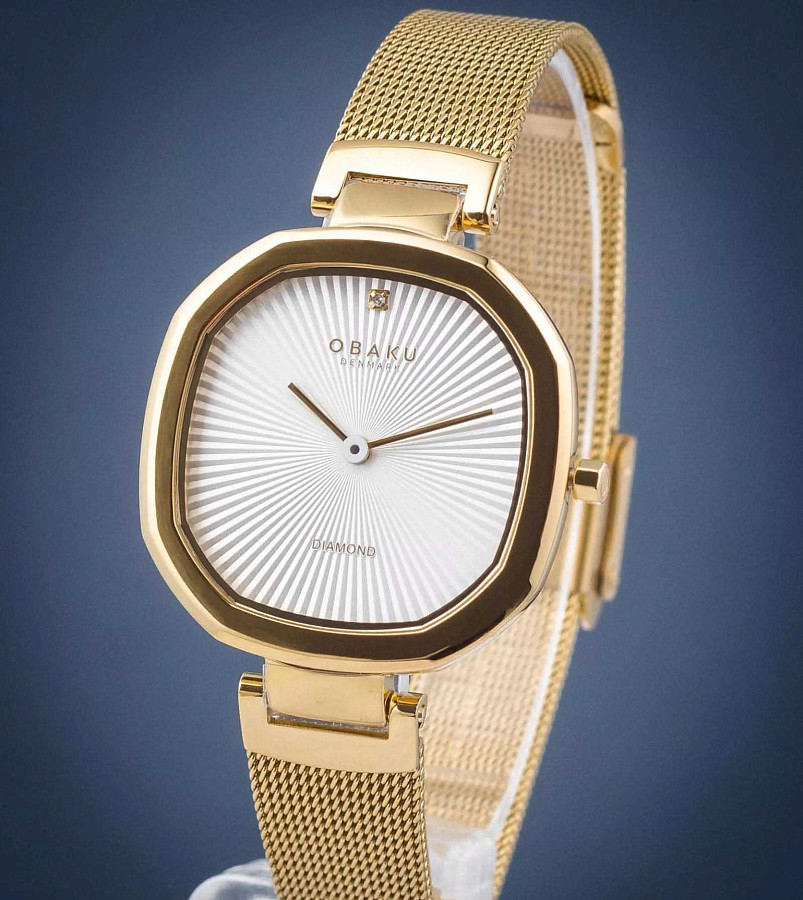 Часы Obaku Diamond V277LXGIMG — женские, сталь с ip покрытием