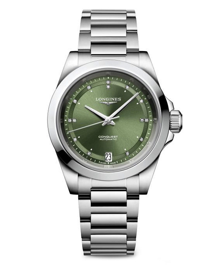 Часы Longines Conquest L3.430.4.07.6 — женские, зеленый