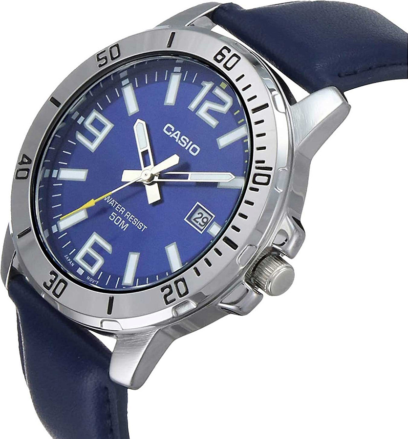 Часы Casio Collection MTP-VD01L-2BVUDF (MTP-VD01L-2B) — кожаный, мужские