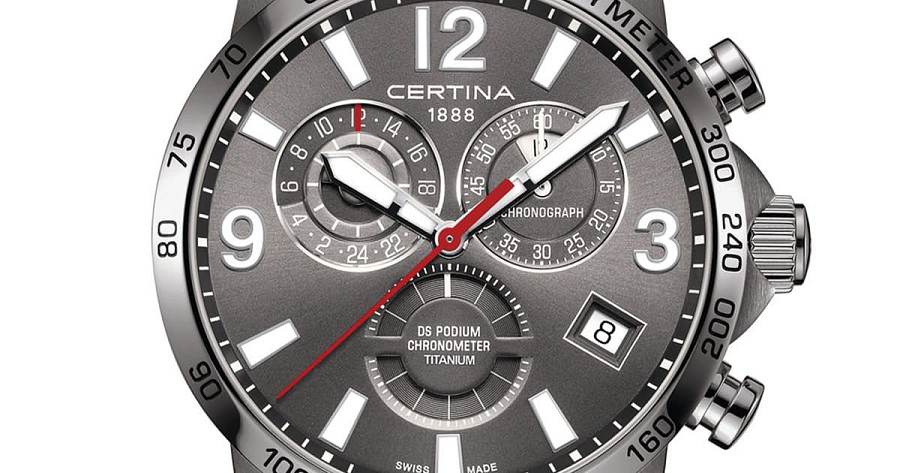 Часы Certina DS Podium Chronograph GMT C034.654.44.087.00 — кварцевые, титан металл