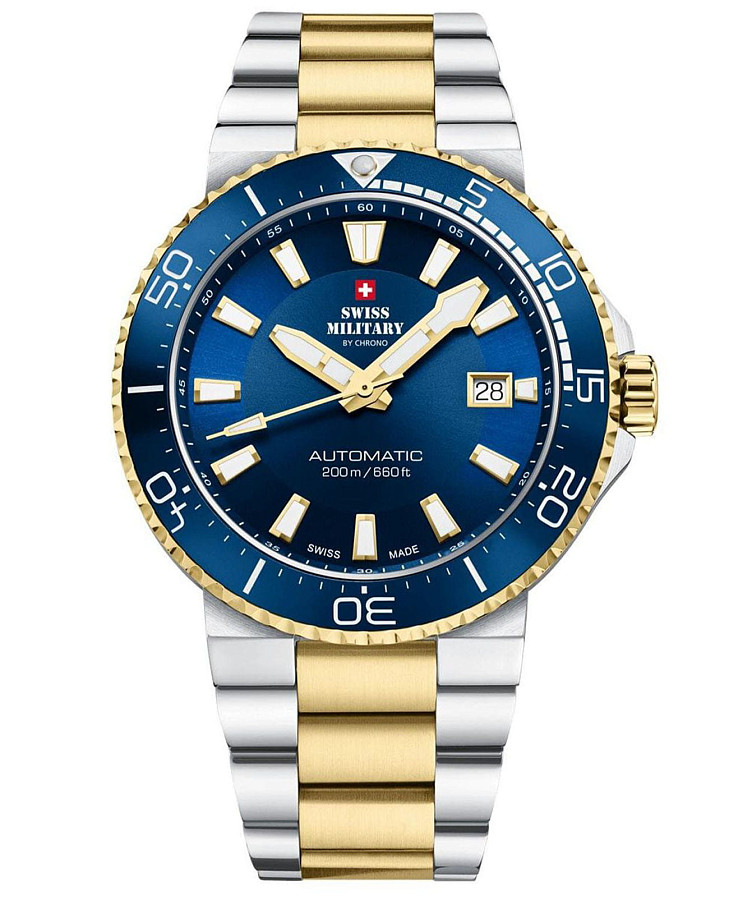 Часы Swiss Military by Chrono Automatic Dive SMA34086.03 — мужские, синий