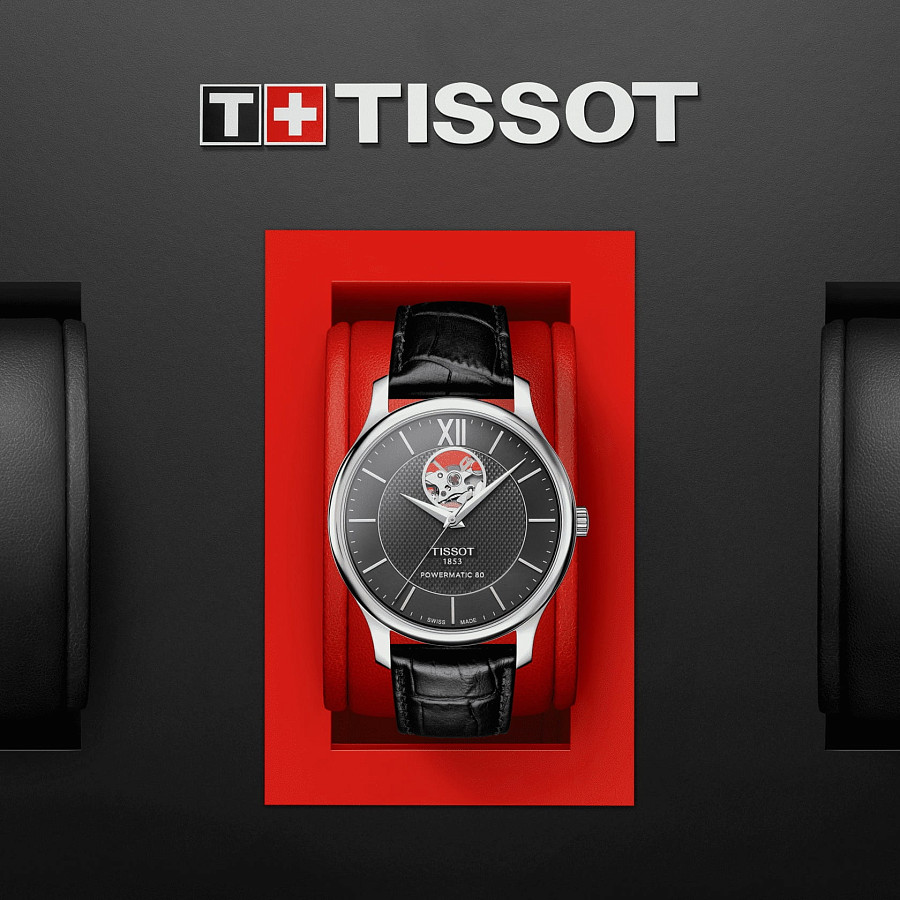 Часы Tissot Tradition Powermatic 80 Open Heart T063.907.16.058.00 — артикул T0639071605800