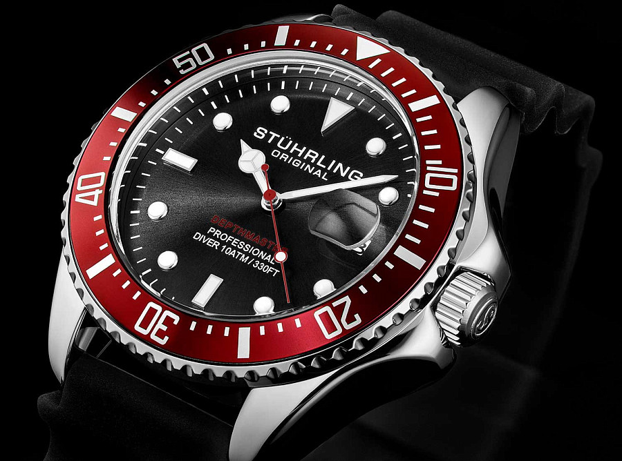 Часы Stuhrling Aquadiver 3950R.3 — мужские, силикон