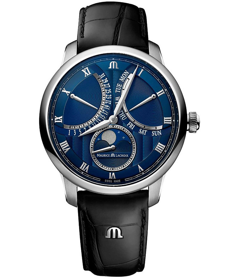 Часы Maurice Lacroix Masterpiece Moonphase Retrograde MP6608-SS001-410-1 — мужские, синий