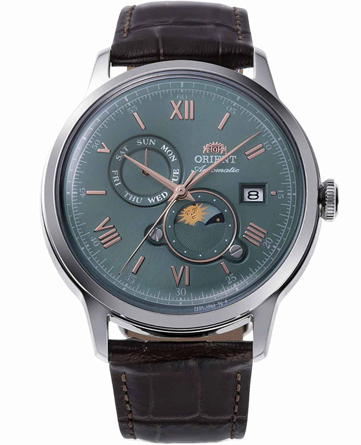 Часы Orient Sun & Moon RA-AK0805E (RN-AK0805E) — мужские, зеленый