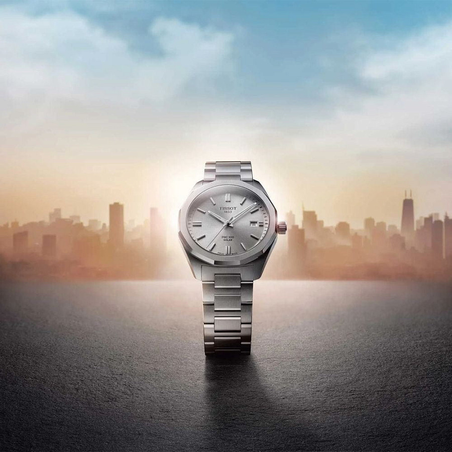 Часы Tissot PRC 100 Solar Quartz 39mm T151.422.11.031.00 — белый, металл сталь
