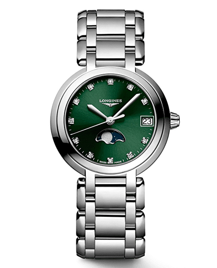 Часы Longines PrimaLuna L8.115.4.67.6 — женские, зеленый