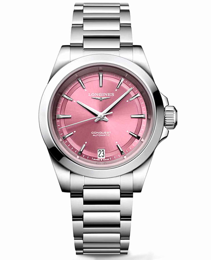Часы Longines Conquest L3.430.4.99.6 — женские, розовый
