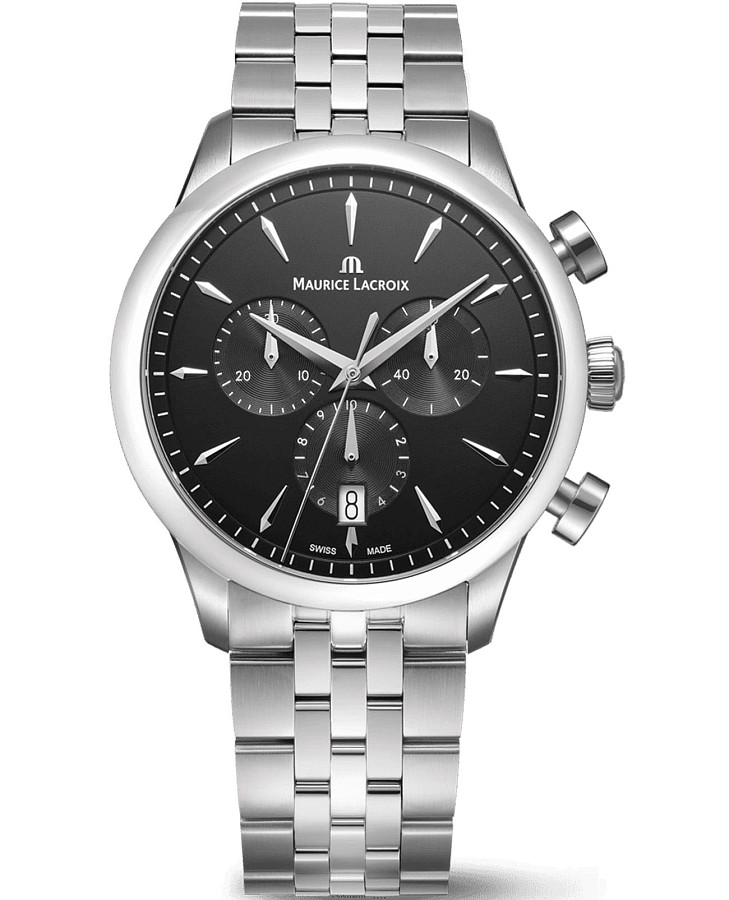 Часы Maurice Lacroix 1975 Quartz Chronograph 40mm 751038-SS002-330-1 — мужские, черный