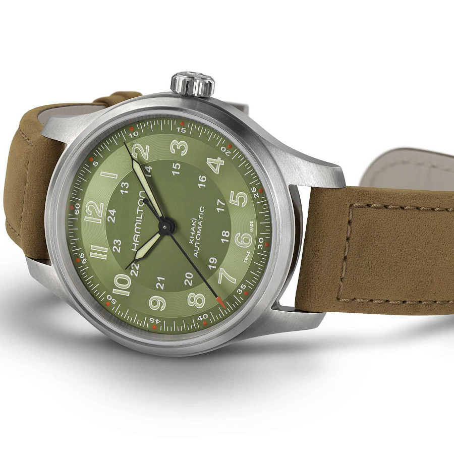 Часы Hamilton Khaki Field Titanium Auto H70545560 — мужские, коричневый
