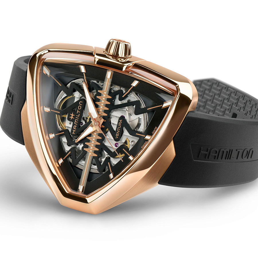 Часы Hamilton Ventura Elvis80 Skeleton Auto H24525331 — каучук, мужские