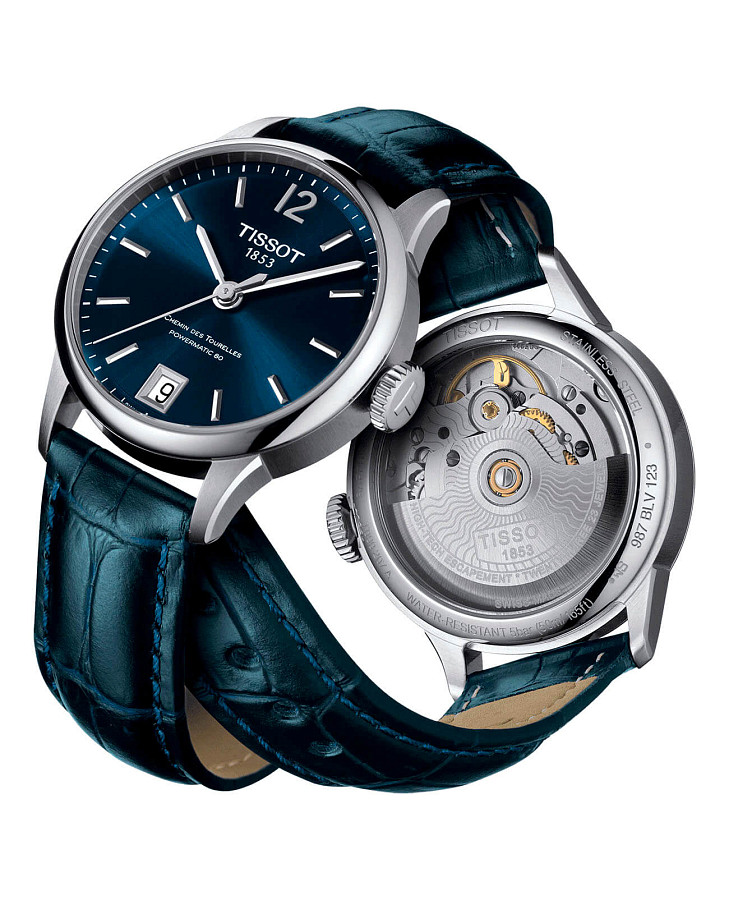 Часы Tissot Chemin des Tourelles Powermatic 80 Lady T099.207.16.047.00 — синий, сталь металл