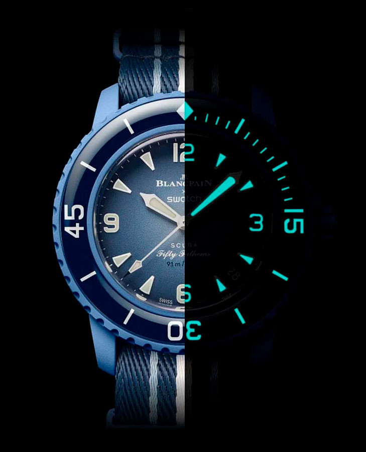 Часы Swatch x Blancpain Atlantic ocean SO35A100 — механические, биокерамика