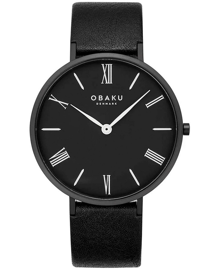 Часы Obaku Leather V283GXBBRB — мужские, черный