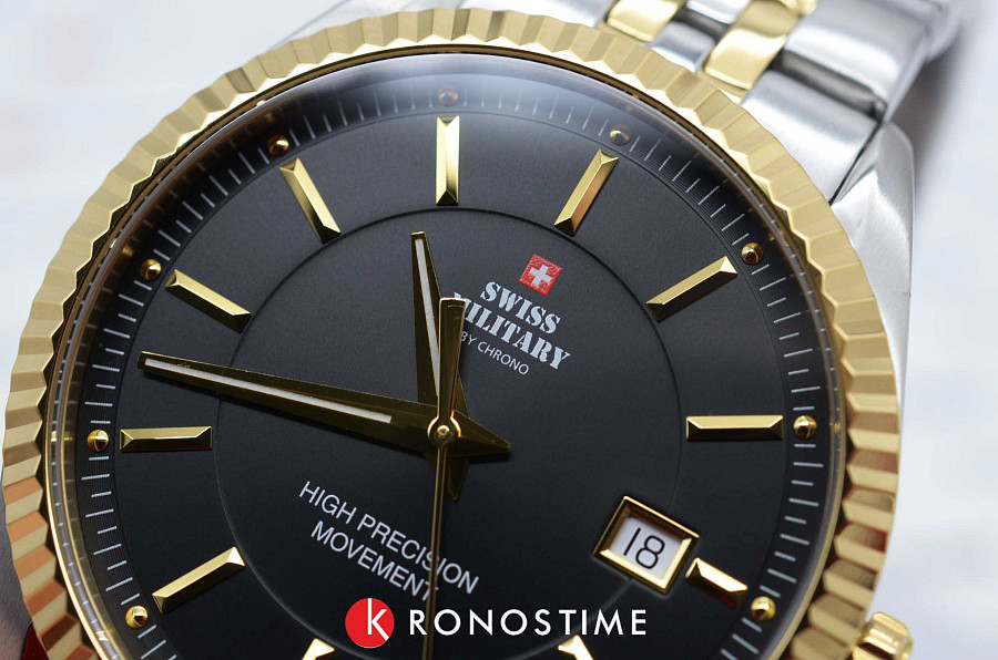 Часы Swiss Military by Chrono Сверхточные SM34065.04 — мужские, сталь c pvd покрытием