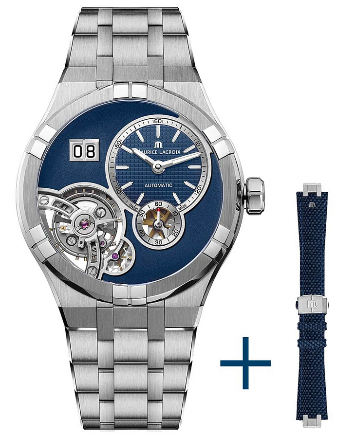 Часы Maurice Lacroix Aikon Master Grand Date AI6118-SS00E-430-C — мужские, синий