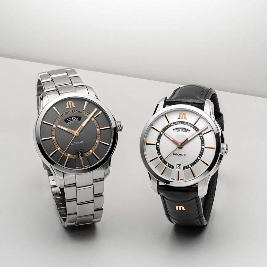 Часы Maurice Lacroix Pontos Day Date PT6358-SS002-333-1 — механические, сталь металл