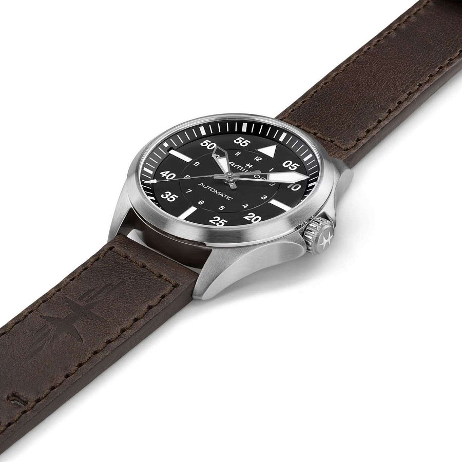 Часы Hamilton Khaki Aviation Pilot Auto H76305530 — мужские, кожаный