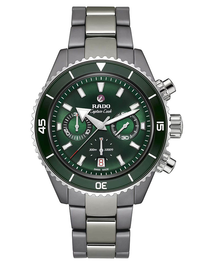 Часы Rado Captain Cook High-Tech Ceramic Automatic Chronograph R32189313 — мужские, зеленый