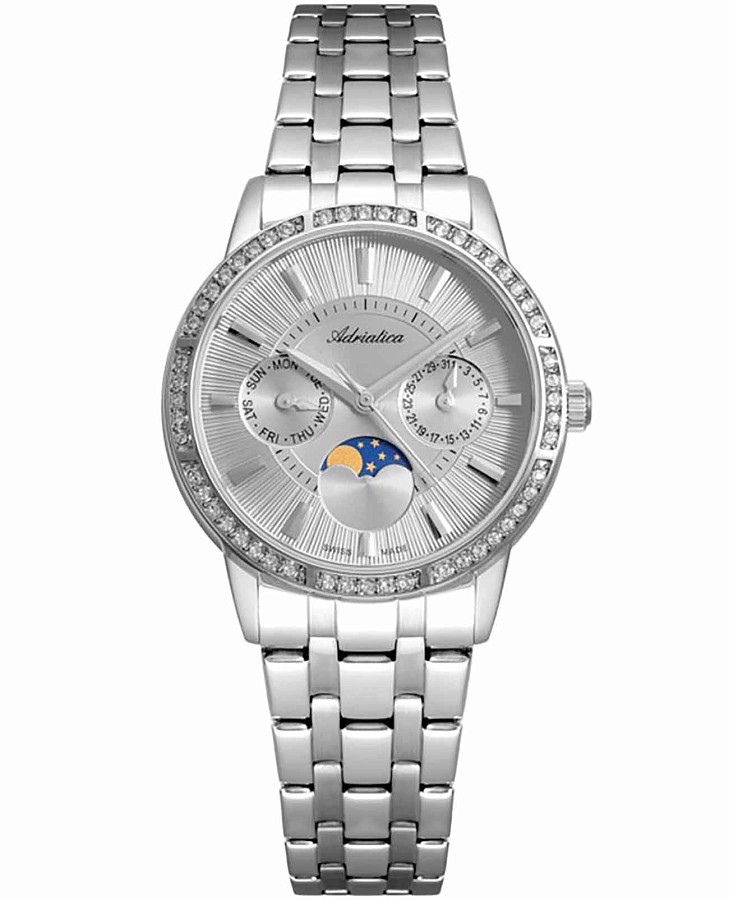 Часы Adriatica Moonphase A3601.5117QFZ — женские, серебристый