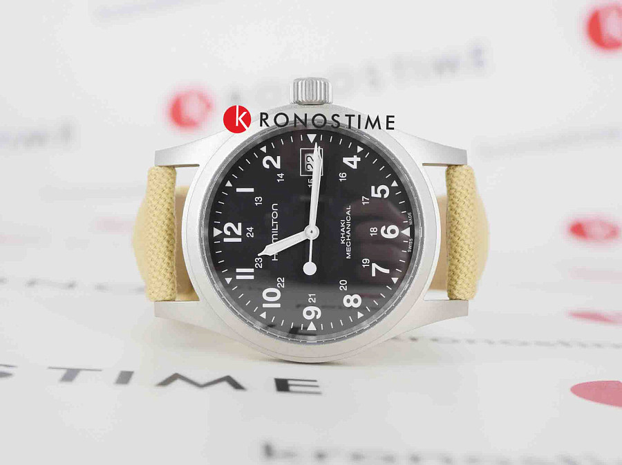 Часы Hamilton Khaki Field Mechanical H69439933 — механические, сталь металл