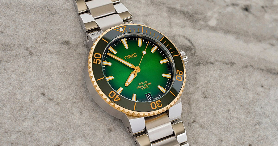 Часы Oris Aquis Date Calibre 400 01 400 7769 6357-07 8 22 09PEB — металл сталь, Швейцария