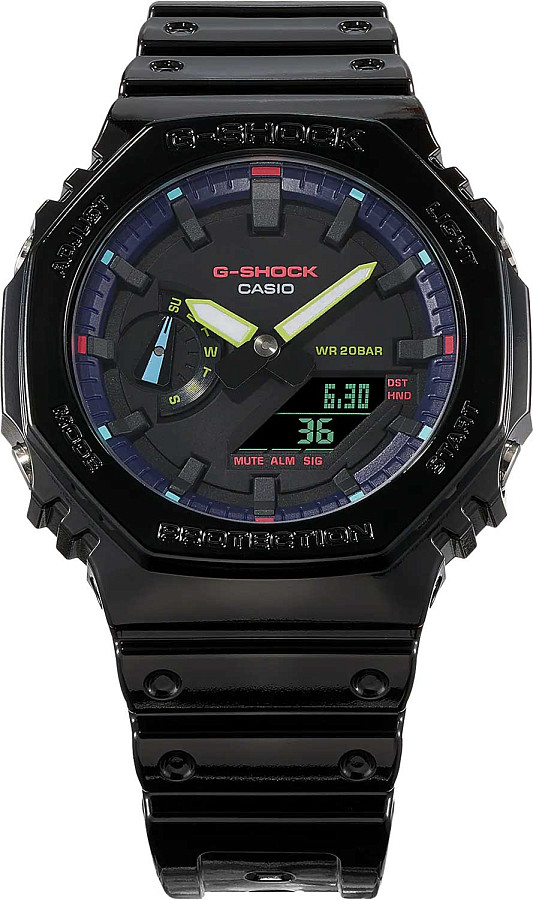 Часы Casio G-Shock GA-2100RGB-1ADR (GA-2100RGB-1A) — мужские, пластик