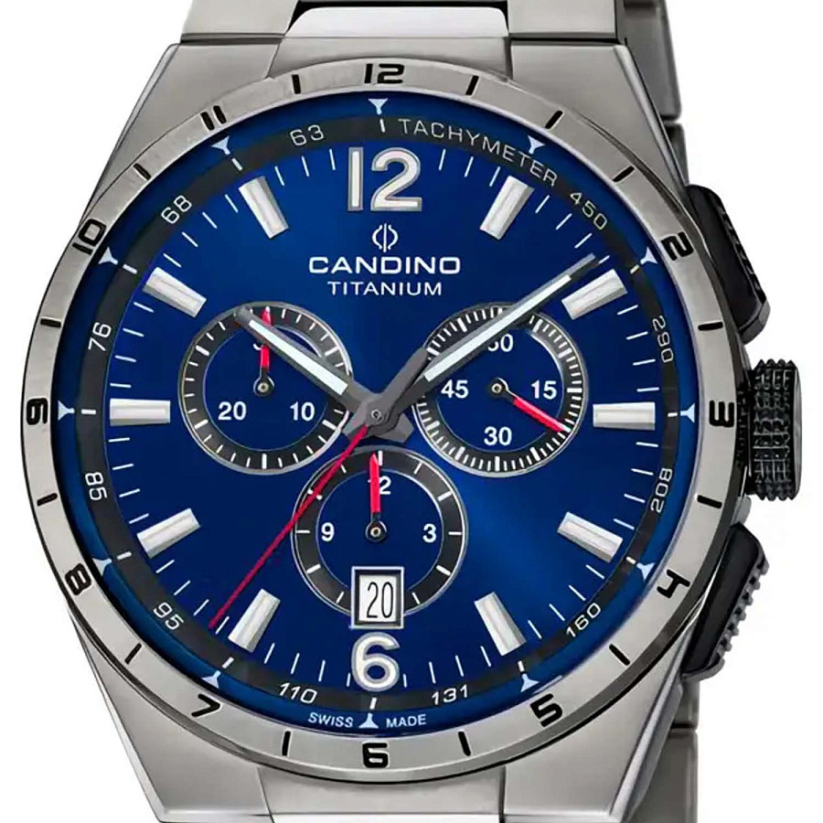 Часы Candino Titanium Chrono C4603/H — кварцевые, титан металл