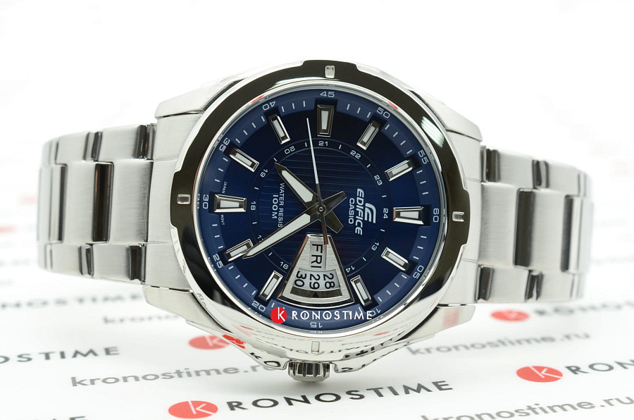Часы Casio Edifice EF-129D-2A — синий, металл сталь
