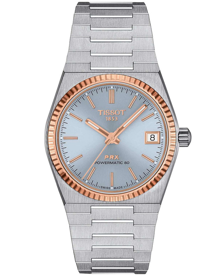 Часы Tissot PRX Gold 35mm T931.207.41.351.00 — женские, голубой