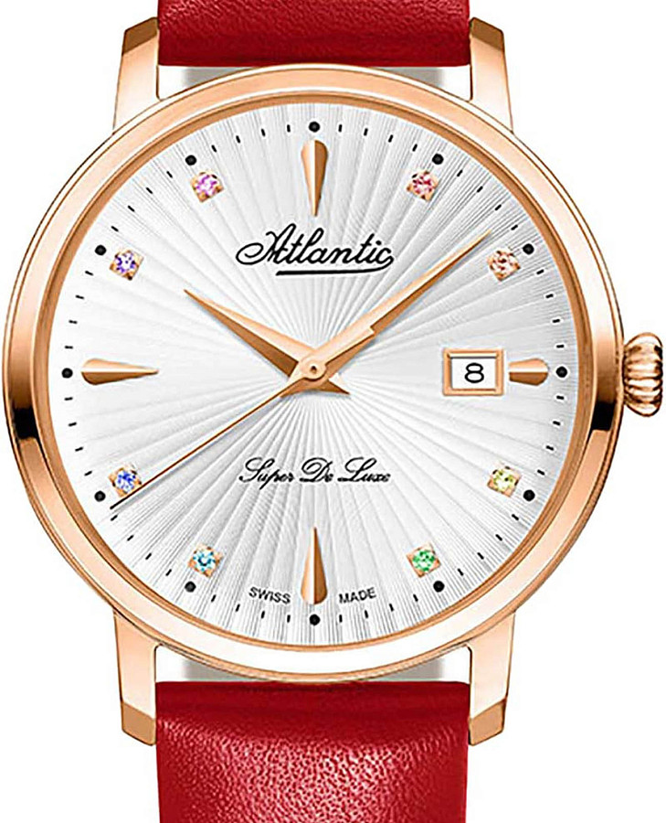 Часы Atlantic Super De Luxe Precious Stones Rainbow Edition 29355.44.29LRD — кварцевые, сталь металл