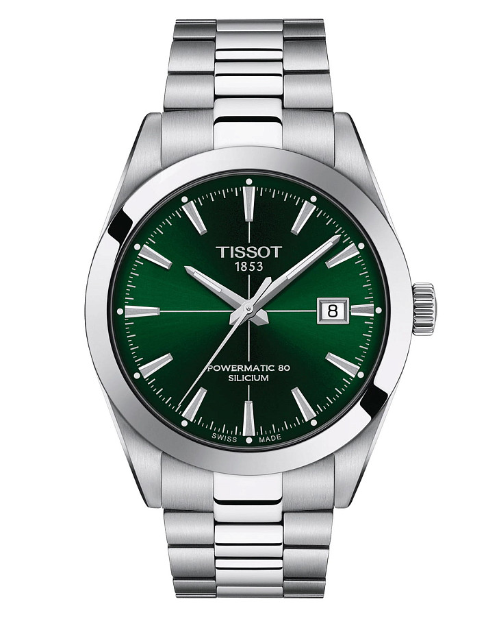 Часы Tissot Gentleman Powermatic 80 Silicium T127.407.11.091.01 — мужские, зеленый