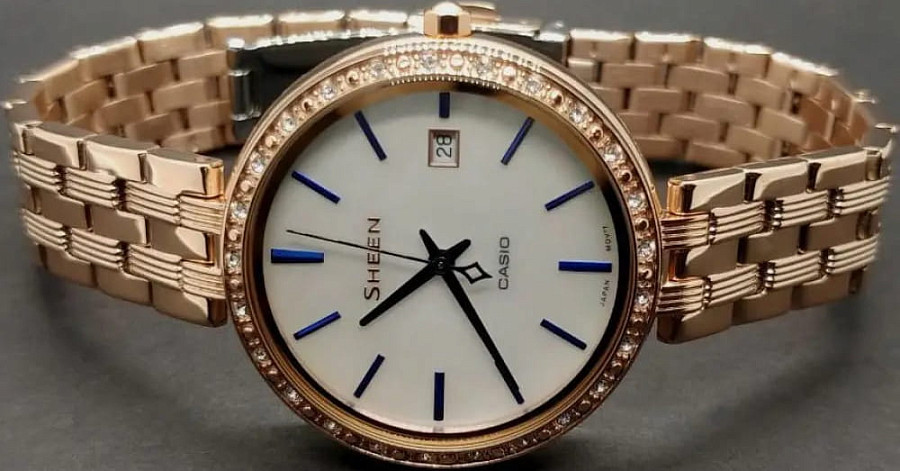 Часы Casio Sheen SHE-4052PG-2A — перламутровый, металл сталь