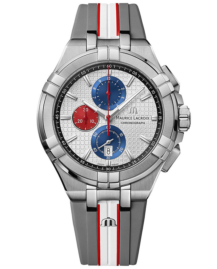 Часы Maurice Lacroix Aikon Chronograph Quartz Special Edition Mahindra Racing AI1018-TT031-130-2 — мужские, серебристый