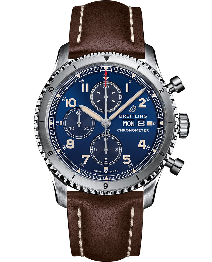 Часы Breitling Aviator 8 Chronograph 43 A13316101C1X2 — мужские, синий