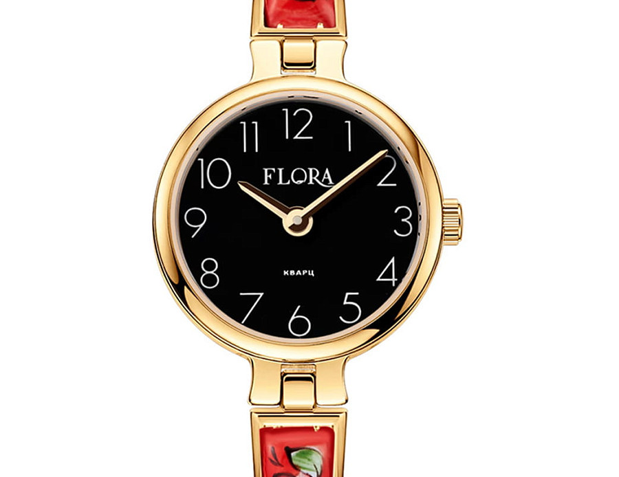 Часы УЧЗ Flora 1704F-7 — кварцевые, латунь