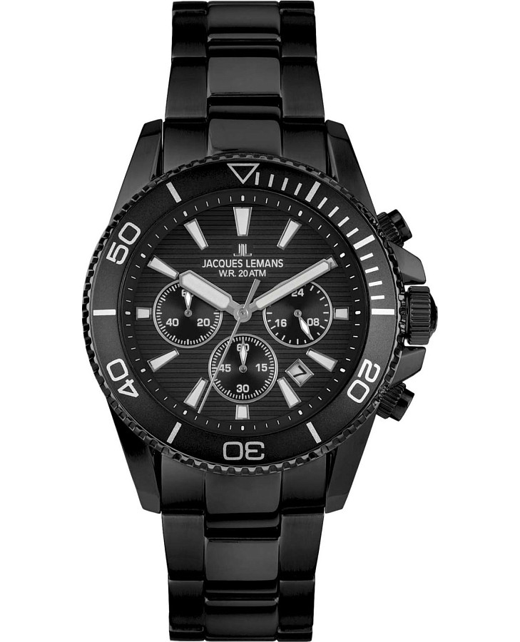 Часы Jacques Lemans Liverpool Diver 1-2206N — мужские, черный