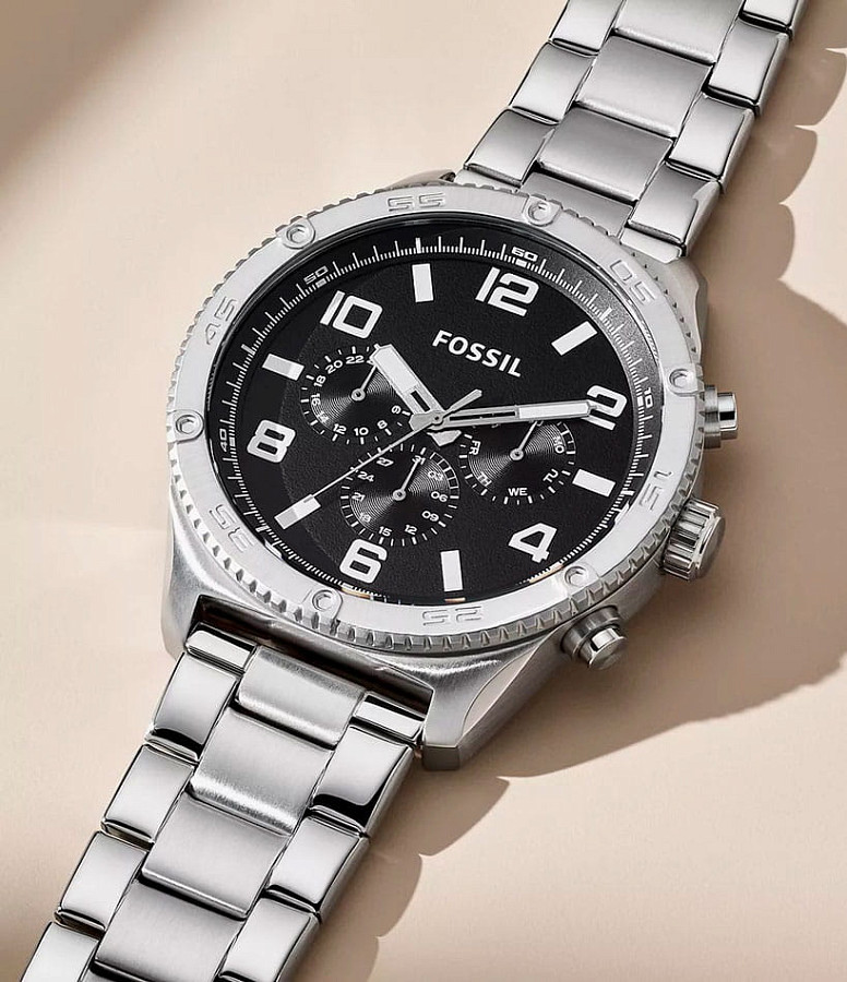 Часы Fossil Brox BQ2797 — кварцевые, металл сталь