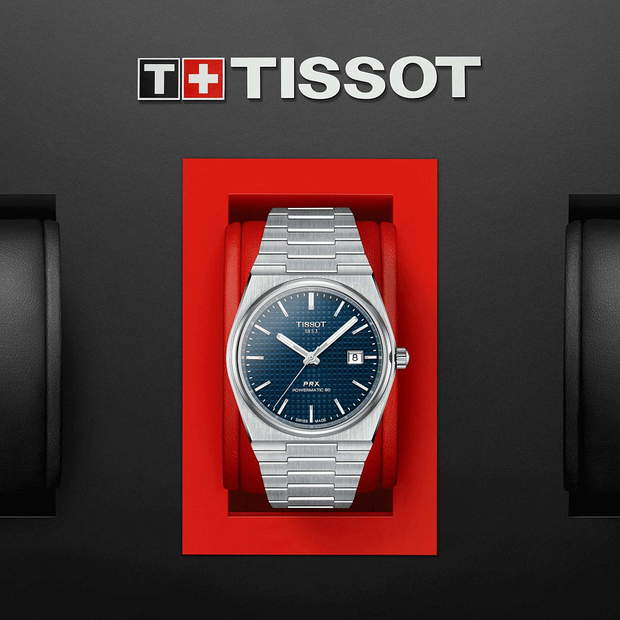 Часы Tissot PRX Ocean Blue Powermatic 80 T137.407.11.041.00 — серебристый, механические
