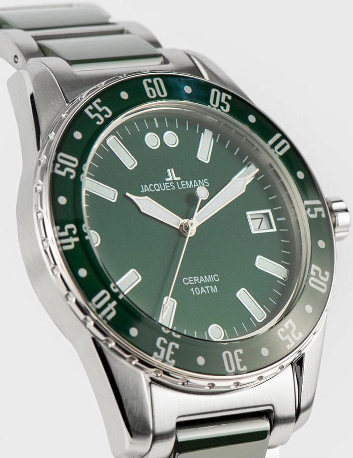 Часы Jacques Lemans High Tech Ceramic 42-10C — сталь + керамические вставки, мужские